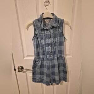 Silver Jeans Blue Plaid Kids Romper